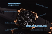 Bell & Ross BR 01-94 Chronograph Miyota Quartz Rose Gold Case with Black Dial and PVD Bezel