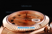 Rolex Day-Date II Swiss ETA 2836 Automatic Movement Full Rose Gold with Rose Gold Dial and Roman Numeral Hour Markers