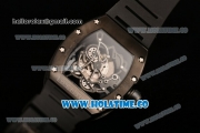 Richard Mille RM 055 Bubba Watson Tourbillon Manual Winding PVD Case with Skeleton Dial Black Rubber Strap and White Inner Bezel