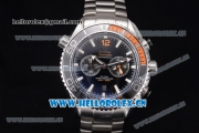 Omega Seamaster Planet Ocean Chronograph Clone Omega 9300 Automatic Steel Case/Bracelet Black Dial and Stick Markers (EF)