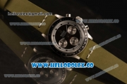 Rolex Daytona Vintage Edition Chrono Miyota OS20 Quartz Steel Case with Black Dial and Green Leather Strap