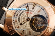 Roger Dubuis Easy Diver Tourbillon Manual Winding Movement Rose Gold Case with White Dial and Rubber Strap