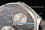 IWC Portuguese Chrono Swiss Valjoux 7750 Automatic Steel Case with Grey Dial and Grey Leather Strap