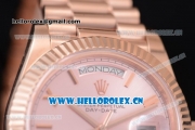 Rolex Day Date II Swiss ETA 2836 Automatic Rose Gold Case/Bracelet with Pink Dial and Roman Numeral Markers (BP)