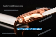 Rolex Cellini Time Asia 2813 Automatic Rose Gold Case with Beige Dial White Leather Strap and Stick Markers