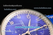 IWC Portuguese Chrono Miyota OS20 Quartz Steel Case with Blue Leather Strap and Blue Dial