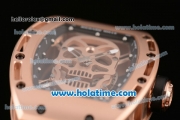 Richard Mille RM52-01 AN CA-CE Swiss ETA 2671 Automatic Rose Gold Case with Black Rubber Bracelet White Markers and Skeleton Dial - 1:1 Original