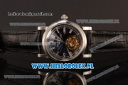 Patek Philippe Complication Tourbillon Manual Winding Steel Case with Black Dial and Black Leather Strap