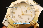 Tag Heuer Aquaracer Swiss ETA Quartz Movement Gold Bezel with Diamond - White Dial and Two Tone Strap