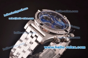Breitling Chronomat B01 GMT Swiss Valjoux 7750 Automatic Steel Case/Strap with Diamond Bezel and Blue Dial