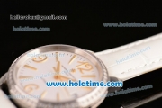 Vacheron Constantin Patrimony Swiss ETA 2824 Automatic Steel Case with White Leather Strap White Dial and Diamond Bezel