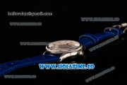 Rolex Cellini Time Asia 2813 Automatic Steel Case with White Dial Blue Leather Strap and Stick Markers