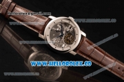 Vacheron Constantin Traditionelle Minute Repeater Tourbillon Swiss Tourbillon Manual Winding Steel Case Steel Bezel with Gray Dial and Brown Leather Strap