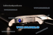 Cartier Rotonde De Miyota Quartz Steel Case with White Dial Diamonds Bezel and Roman Numeral Markers
