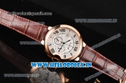 Cartier Ballon Bleu de Cartier Chronograph Quartz Rose Gold Case with White Dial and Brown Leather Strap