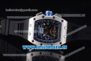 Richard Mille RM011-FM Asia ST25 Automatic Steel Case with Skeleton Dial and Black Rubber Strap Arabic Numeral Markers