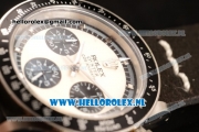 Rolex Daytona Vintage Chronograph OS20 Quartz Steel Case with White Dial and Black Nylon Strap