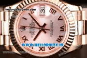 Rolex Datejust Swiss ETA 2671 Automatic Rose Gold Case with Pink Dial Roman Numeral Markers and Rose Gold Bracelet (BP)