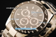 Rolex Daytona Chronograph Swiss Valjoux 7750 Automatic Movement Steel Case with Black Dial and Black Bezel-Steel Strap