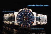 Corum Admiral's Cup Chronograph Swiss Valjoux 7750 Automatic Movement Steel Case with Blue Dial and Two Tone Strap