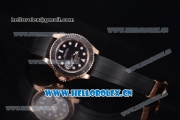 Rolex Yacht-Master 40 Miyota 8215 Automatic Rose Gold Case with Black Dial and Dot Markers Black Rubber Strap