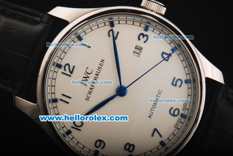 IWC Protofino Automatic Movement Steel Case with White Dial and Blue Arabic Numerals/Hands - Click Image to Close