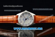 Omega Globemaster Annual Calendar Miyota 9015 Automatic Steel Case with White Dial and Orange Leather Strap (AAAF)