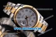 Rolex Day-Date II Asia Automatic Two Tone Case/Bracelet with Silver Dial and Arabic Numeral Markers