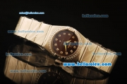 Omega Constellation Swiss Quartz Steel Case with Diamond Bezel and Black MOP Dial-Diamond Markers