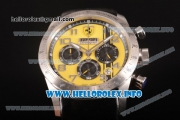 Scuderia Ferrari Chronograph Miyota OS20 Quartz Steel Case with Yellow Dial Black Leather Strap and Silver Arabic Numeral Markers