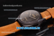 Panerai Luminor Marina 1950 3 Days PAM 386 Clone P.9000 Automatic PVD Case with Black Dial Brown Leather Strap and Stick/Numeral Markers - 1:1 Original