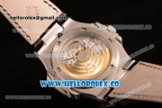 Patek Philippe Nautilus Miyota 9015 Automatic Steel Case Diamond Bezel with White Dial and Black Leather Strap