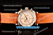 Panerai Radiomir 1940 Chronograph Platino PAM 518 Asia Automatic Steel Case with White Dial Dot Markers and Orange Leather Strap