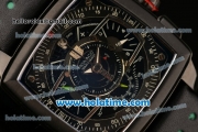 Tag Heuer Monaco Mikrograph Chrono Miyota Quartz PVD Case with Black Leather Bracelet and Black Dial