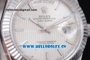 Rolex Day-Date II Swiss ETA 2836 Automatic Stainless Steel Case/Bracelet with Silver Dial and Stick Markers (BP)