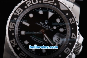 Rolex GMT-Master Oyster Perpetual Date Swiss ETA 2836 Automatic with Black Ceramic Bezel and Black Dial-White Marking and Small Calendar