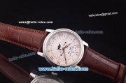 BlancPain Moonphase ST25 Automatic Steel Case with White Dial and Brown Leather Strap-Rose Gold Roman Markers