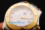 Tag Heuer Link 200 Meters Original Swiss Quartz Movement Pink MOP Dial with Diamond Markers and Gold Bezel