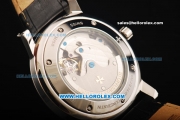 Vacheron Constantin Power Reserve Automatic Movement Steel Case with Black Dial and Black Leather Strap