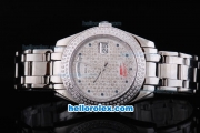 Rolex Day-Date Oyster Perpetual Automatic Full Diamond Bezel and Dial,Blue Round Bead Marking and Big Calendar