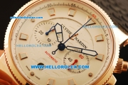 Ulysse Nardin Maxi Marine Chronograph Swiss Valjoux 7750 Automatic Movement Rose Gold Case with White Dial and Black Rubber Strap