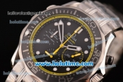 Omega Seamaster Diver 300M Chrono Miyota OS20 Quartz Full Steel with White Markers and Black Dial