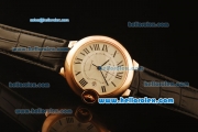 Cartier Ballon bleu de Automatic Rose Gold Case with White Dial and Black Leather Strap