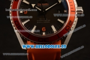 Omega Seamaster Planet Ocean 600M Co-Axial Clone Omega 8500 Automatic Steel Case with Black Dial Orange Rubber Strap and Sick Markers (EF)