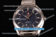 Omega Aqua Terra 150m GMT Clone Omega 8505 Automatic Stainless Steel Case/Bracelet with Blue Dial and Stick Markers