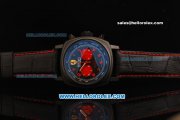 Ferrari Chronograph Miyota Quartz Movement PVD Case with Red Arabic Numerals and Black Dial - Black Leather Strap