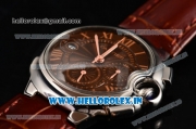 Cartier Ballon Bleu De Medium Chrono Miyota OS20 Quartz Steel Case with Brown Leather Strap and Brown Dial