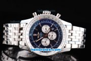 Breitling Navitimer Chronograph Quartz Movement Silver Case with Blue Dial and SS Strap-Stick Markers