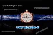 Rolex Cellini Time Asia 2813 Automatic Rose Gold Case with White Dial Blue Leather Strap and Stick/Roman Numeral Markers