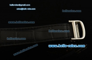 Cartier Ballon Bleu De Swiss ETA 2836 Automatic Steel Case with Black Leather Strap White Dial Roman Markers